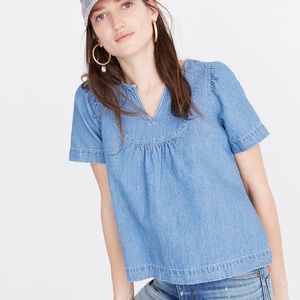 NWOT Madewell Denim Popover Swing Top